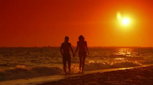 walking on the beach