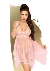 Penthouse Naughty Doll Babydoll with G-String Light Pink Front