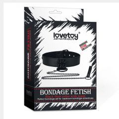 Bondage Fetish Black Matt Collar With Leash Box