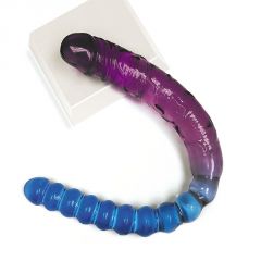 Shades 17 Inch Jelly TPR Double Dong Violet/Blue